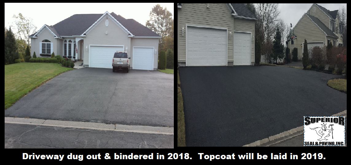 This driveway is in the binder phase. The topcoat will be completed next year.